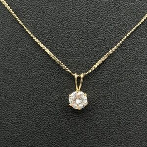 Gold Vermeil Sterling Silver 925 CZ Solitaire Pendant Serpentine Chain Necklace